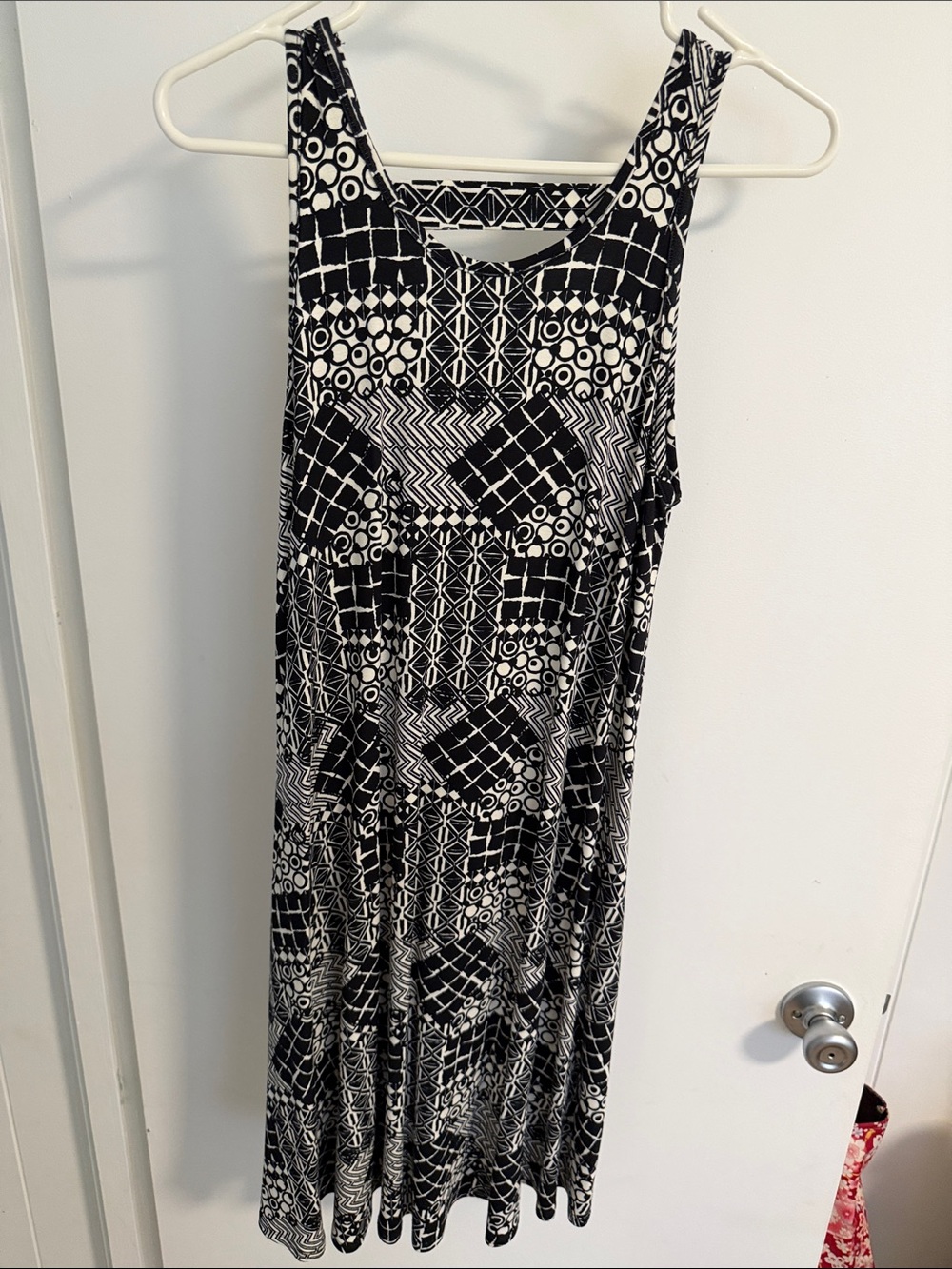 Always A.Line Black & White Geometric Print Sleeveless Dress